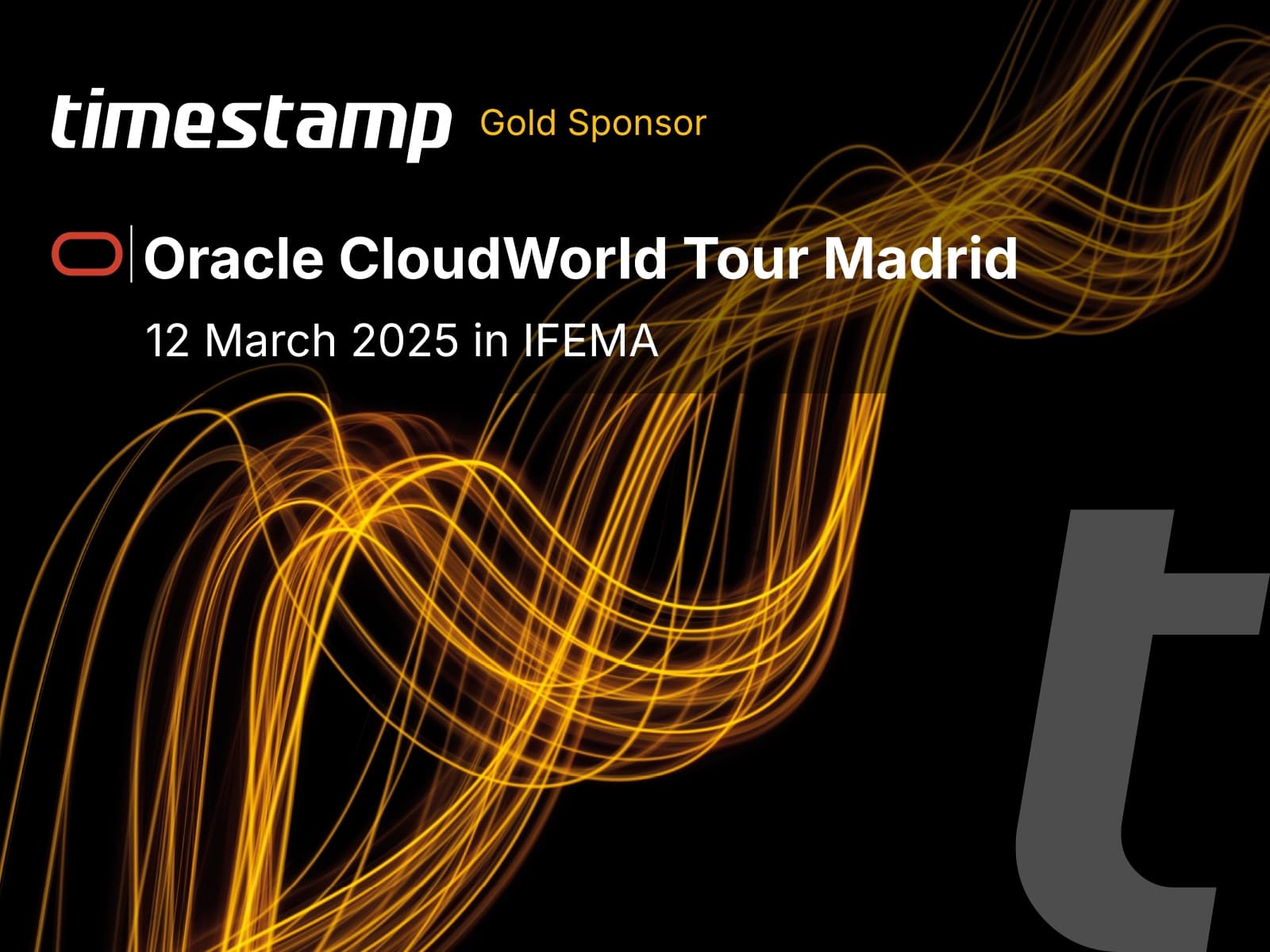 Timestamp é Gold Sponsor do Oracle CloudWorld Tour Madrid 2025